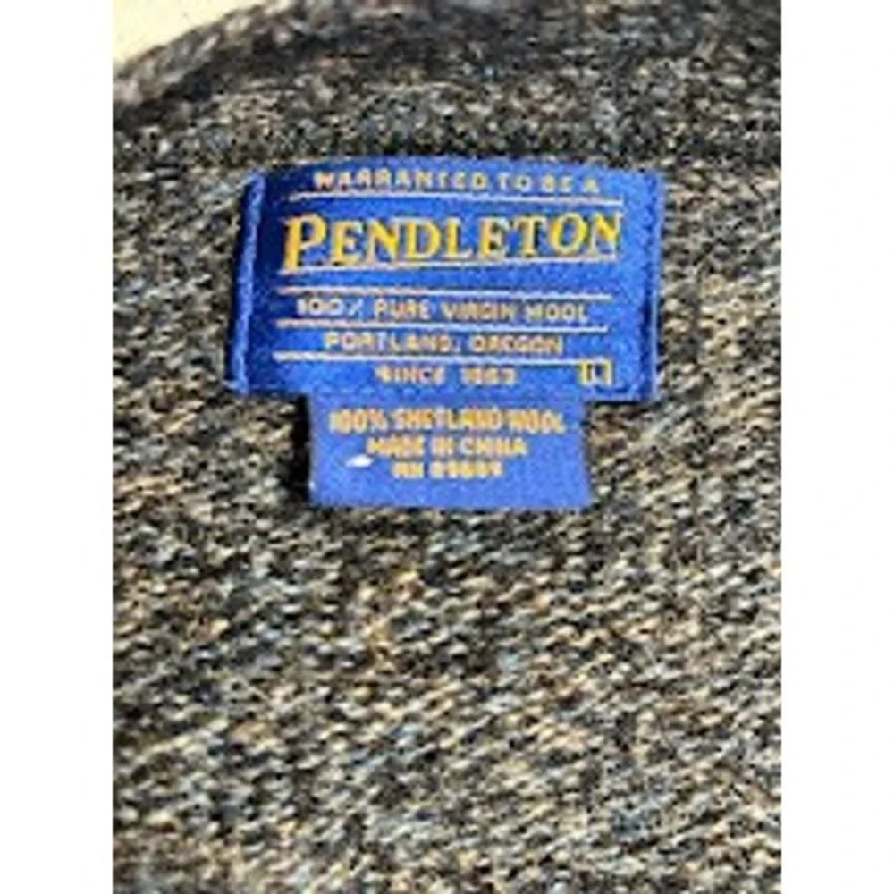 Pendleton Men's Shetland Wool Cardigan Sweater Dark Gray Button Front Pockets M‎